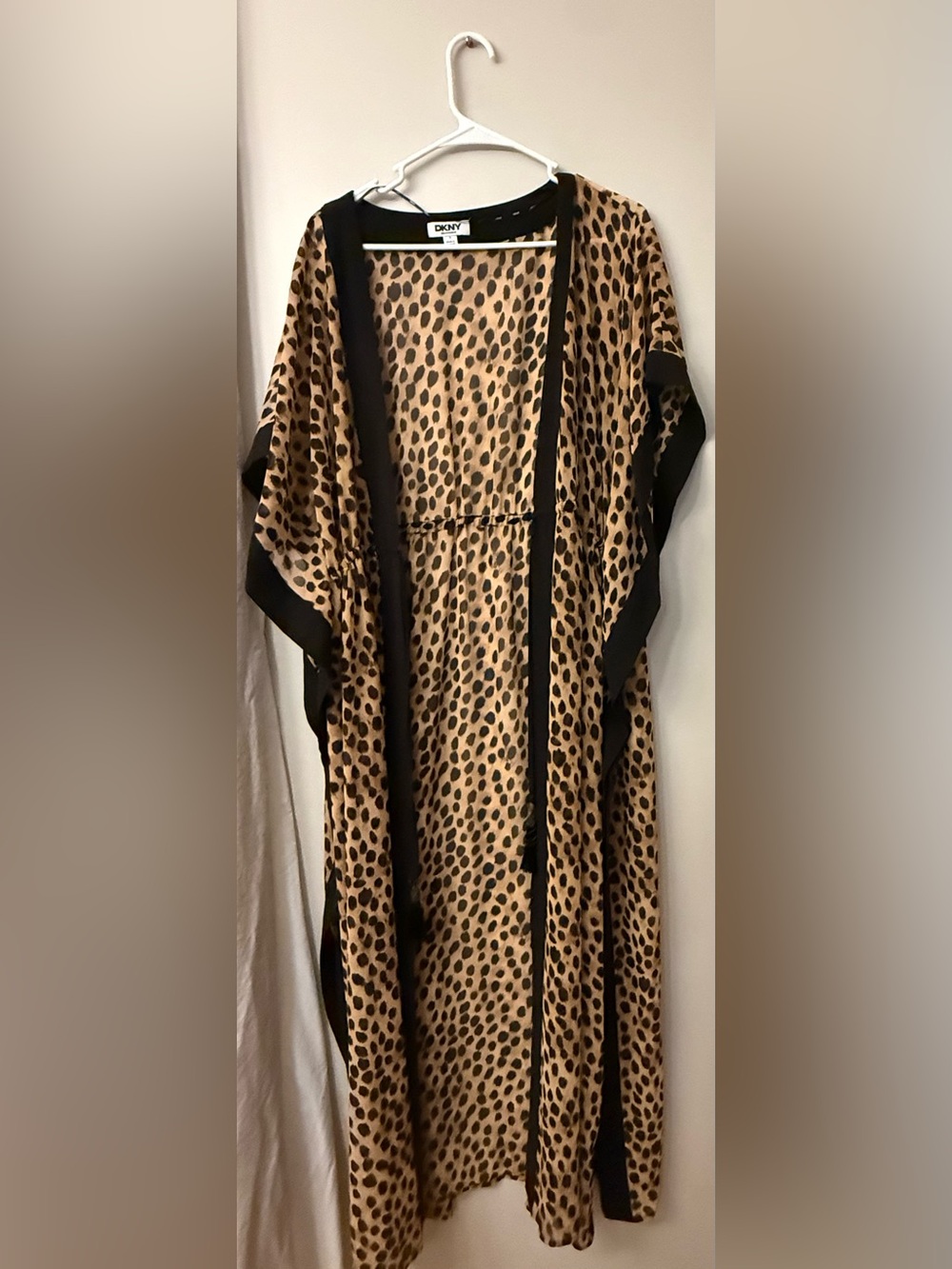 DKNY Leopard Print Swim Coverup with Black Trim